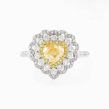 Heart Shape Fancy Yellow Natural Diamond Ring & Pendant