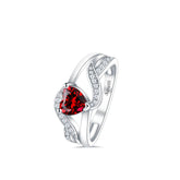 Vintage Garnet and Diamond Ring in 18K White Gold Ring | Saratti |