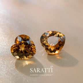 Champagne Colored Gemstone in Heart Shape | Saratti Gems