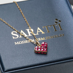  The Bezel Set Alma Rosa Ruby Heart Necklace with Diamonds| Saratti Fine Jewelry 