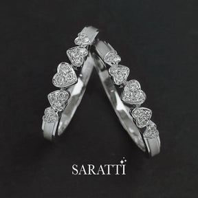 Two Five Heart Diamond Eternity Wedding Bands Side by Side | Saratti 