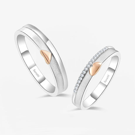 Heart & Diamonds Wedding Set | His & Hers Diamond Wedding Set | Saratti