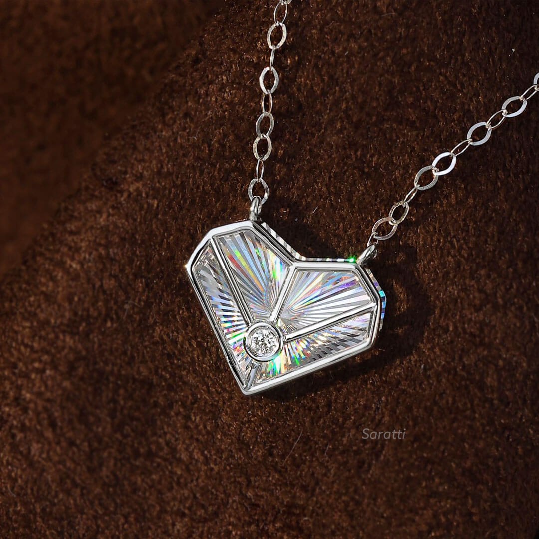 Stunning 18 K Rose Gold Heart Bezel Set Diamond Necklace | Saratti 
