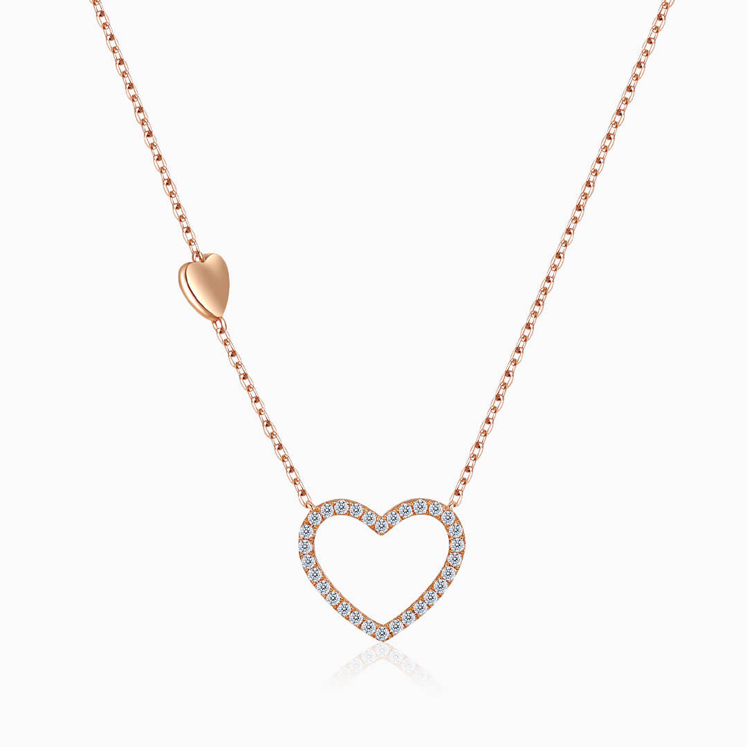 Heart Shaped Diamond Halo Necklace - Christmas Jewelry - Ready to Ship Rose Gold Christmas Pendant Selection | Saratti