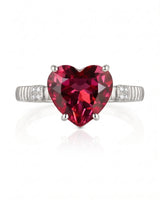 Heart-cut rubellite tourmaline ring with sculpted shoulders in polished Platinum | SARATTI
