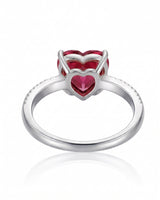 Heart-shaped rubellite engagement ring with diamonds in timeless Platinum | SARATTI