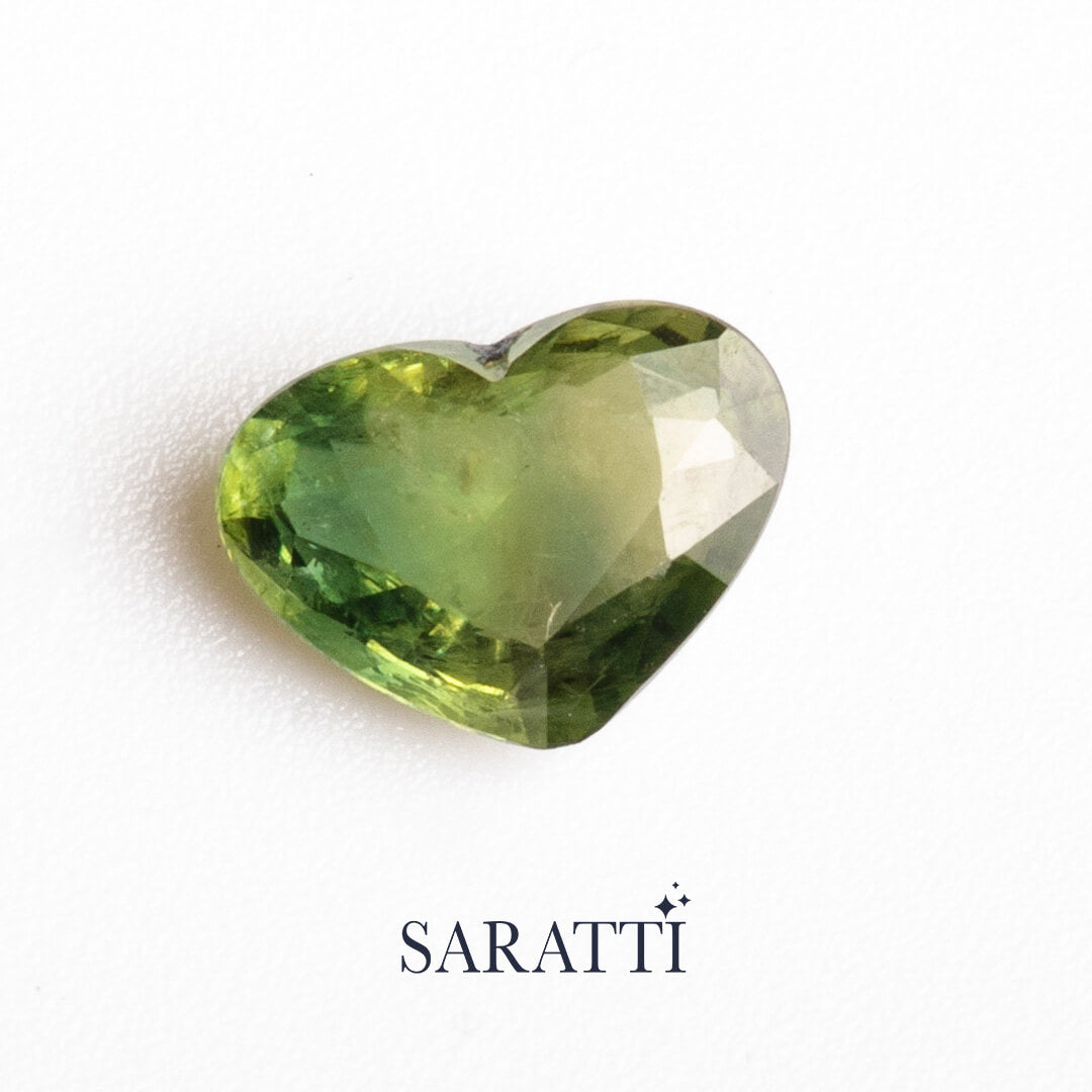 Heart Shape Fancy Colored Green Sapphire Stone |  7.7 × 5.7 × 2.9 mm. | SARATTI