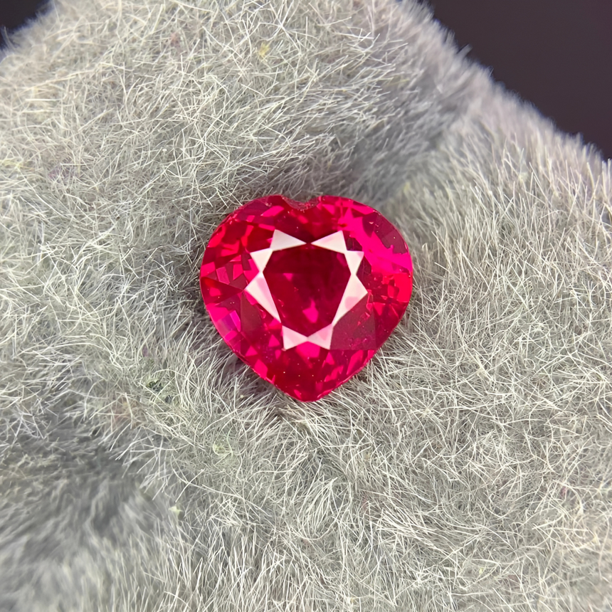 Heart Shape Natural Ruby Gemstone in Pigeon Blood Red | Saratti Jewelry