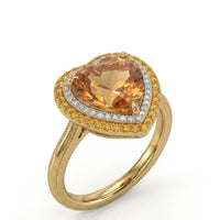 SOLARA CREST – Natural Imperial Topaz Double Halo Setting - Heart Cut