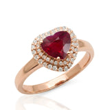 Heart Ruby and Diamonds 18K Rose Gold