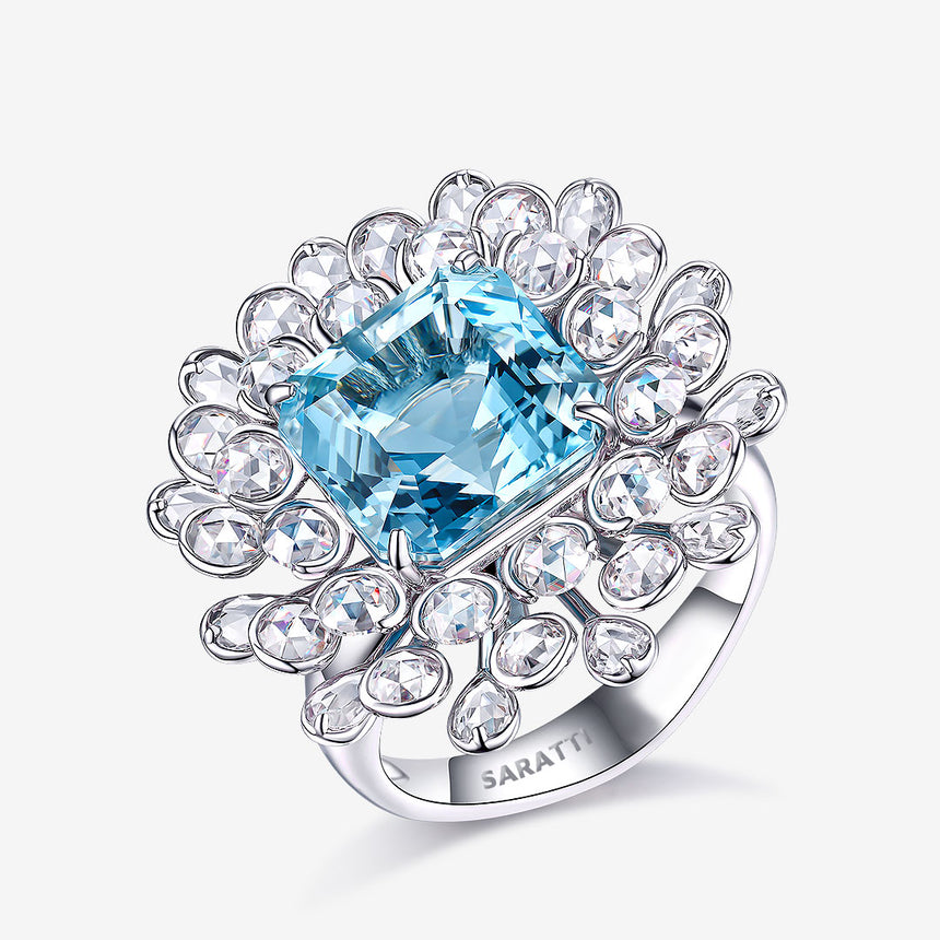 Azure Whispers Aquamarine and Diamond Ring