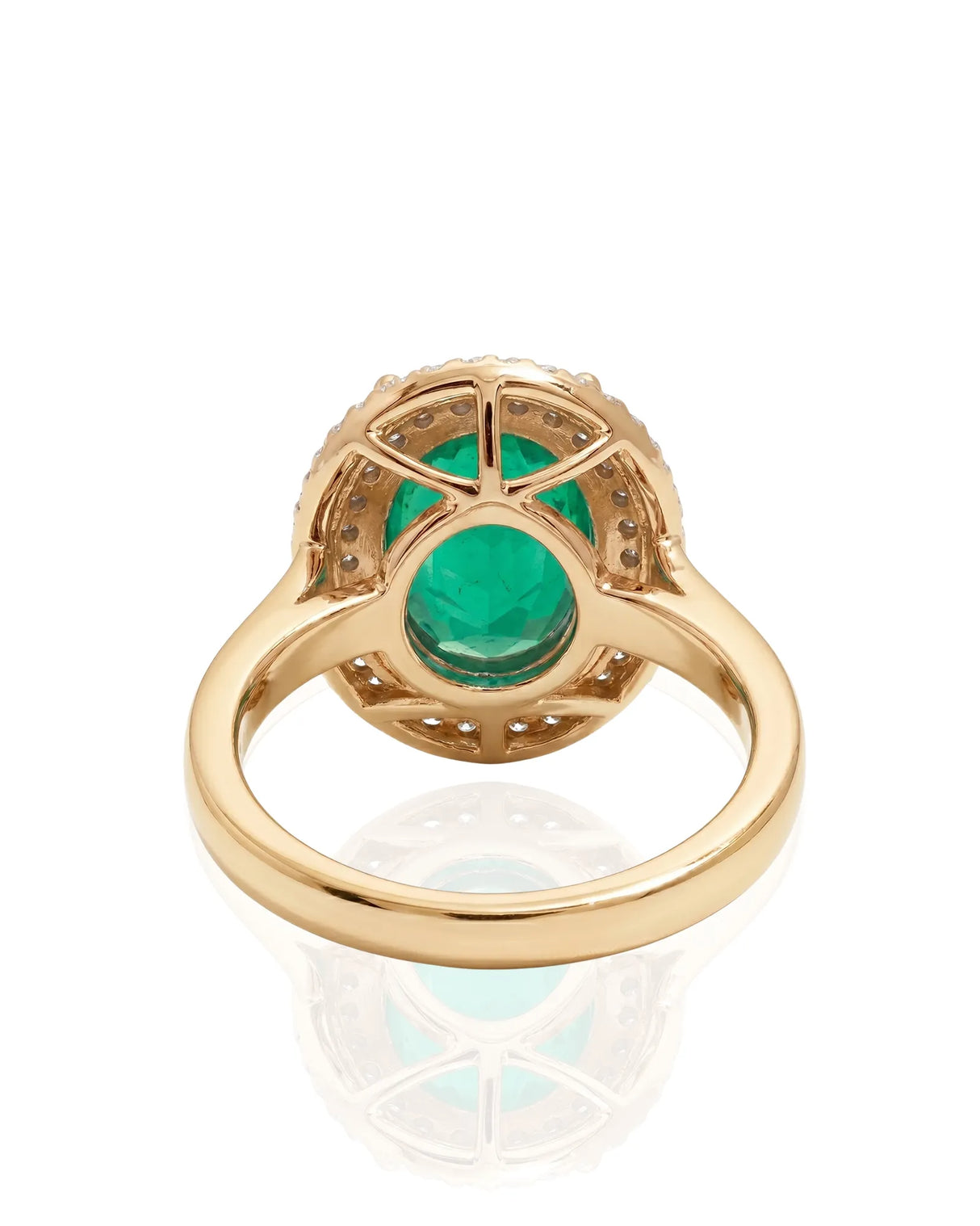 Heirloom style natural emerald and diamond ring in 18K yellow gold | SARATTI