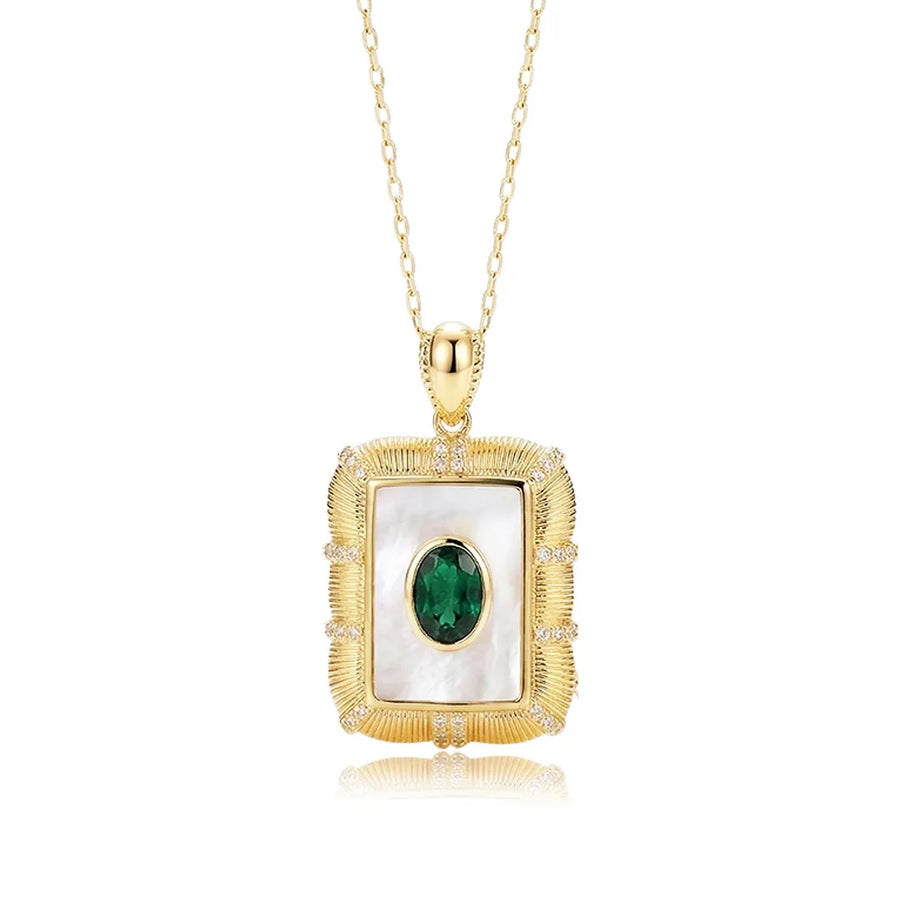 Heritage Bloom natural emerald necklace front view | SARATTI
