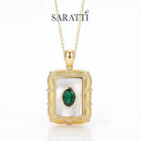Heritage Bloom necklace with centered oval emerald | SARATTI
