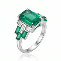 Stepform Poise Natural Emerald & Diamond Ring