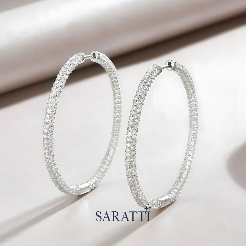 Moissanite Hoop Earrings in 925 Sterling Silver | Saratti Jewelry