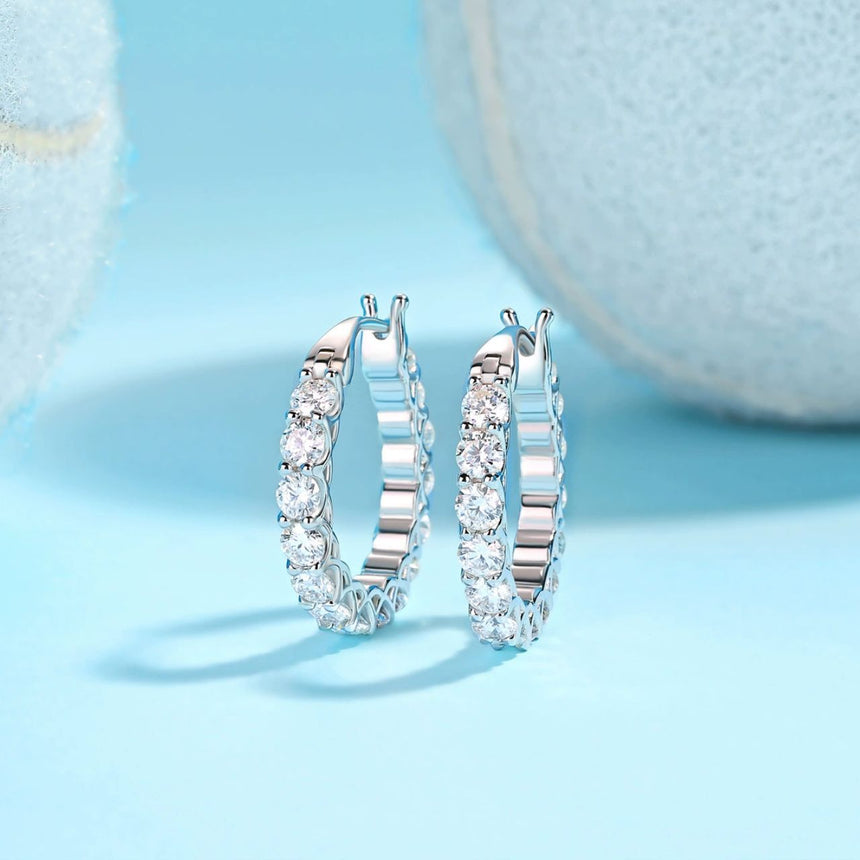 Hoop Earrings in Silver and Moissanites | Saratti