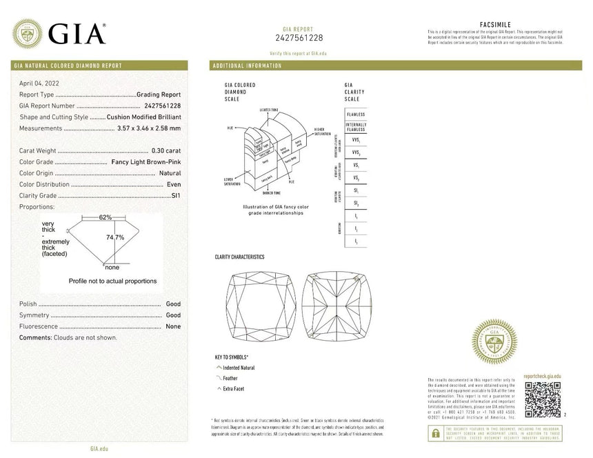 0.31 Carat Natural Loose Champagne Diamond GIA Certificate