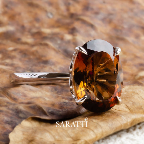 Rare Imperial Gold Topaz Ring in Platinum | Saratti | Saratti Jewelry