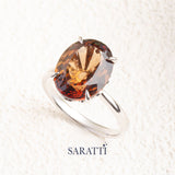 Custom Imperial Topaz Ring in Platinum | Oval Topaz Golden Color Ring | Saratti | Saratti Jewelry