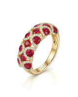 Imperial Radiance natural ruby and diamond ring in 18K Yellow Gold | SARATTI