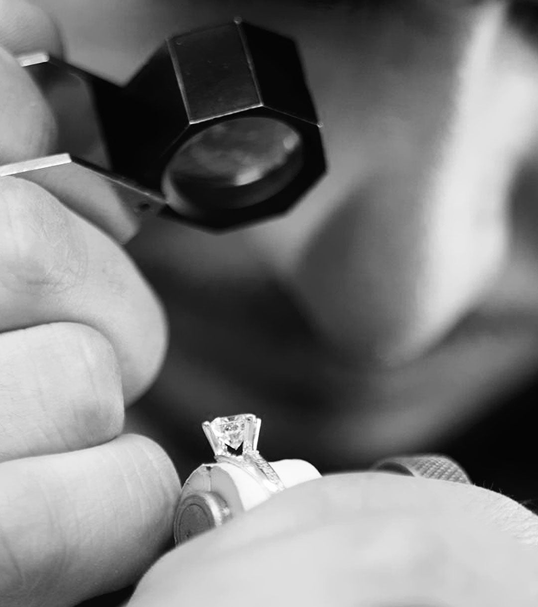 Final inspection of a bespoke SARATTI engagement ring