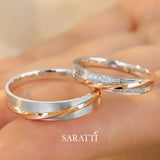 Intertwinimg White and Rose Gold Diamond Wedding Set | Saratti