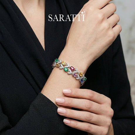 Jardin d’Arc natural fancy sapphire bracelet in sterling silver | SARATTI