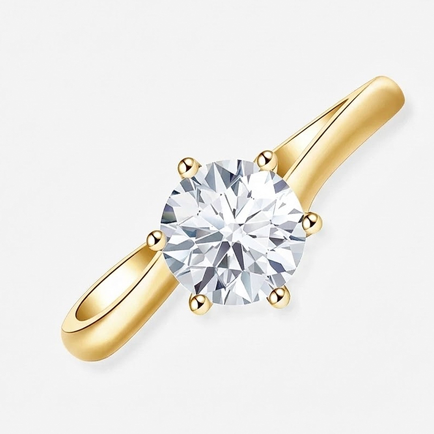 Kira - Lovely Crown Natural Diamond Ring - in 18K Yellow Gold - SARATTI