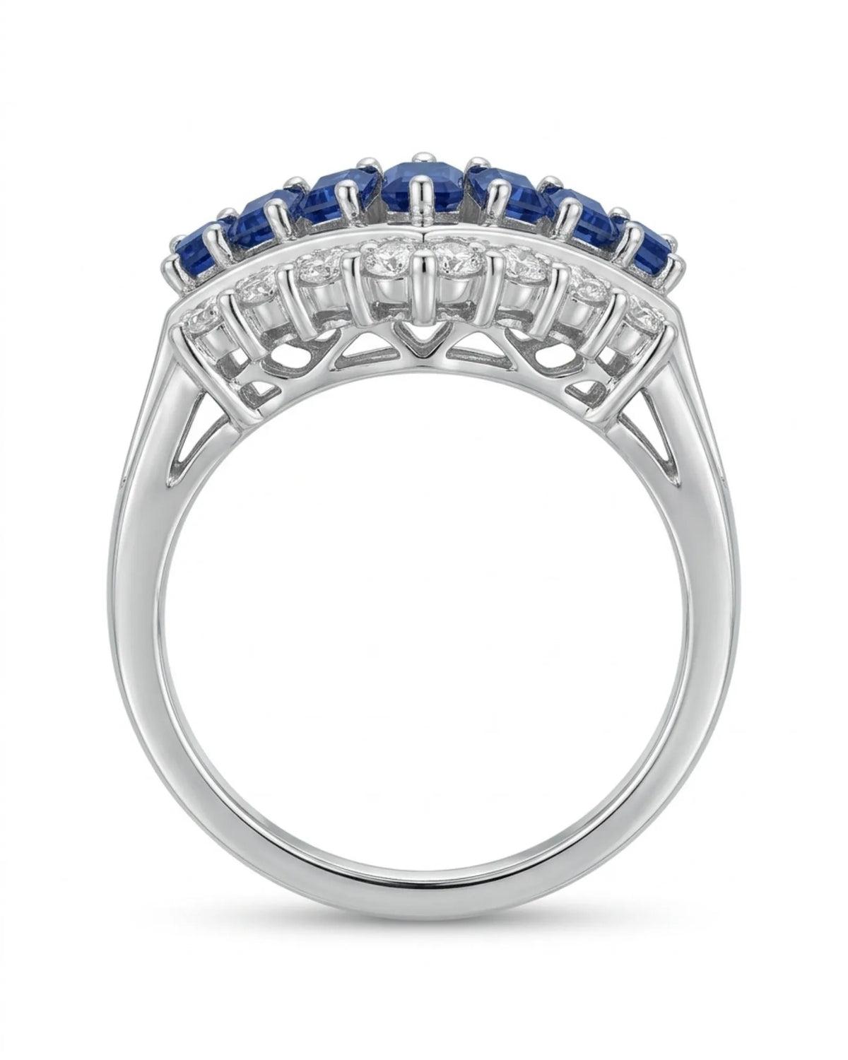 LUNARA — V Sapphire Baguette Diamond Accent Ring