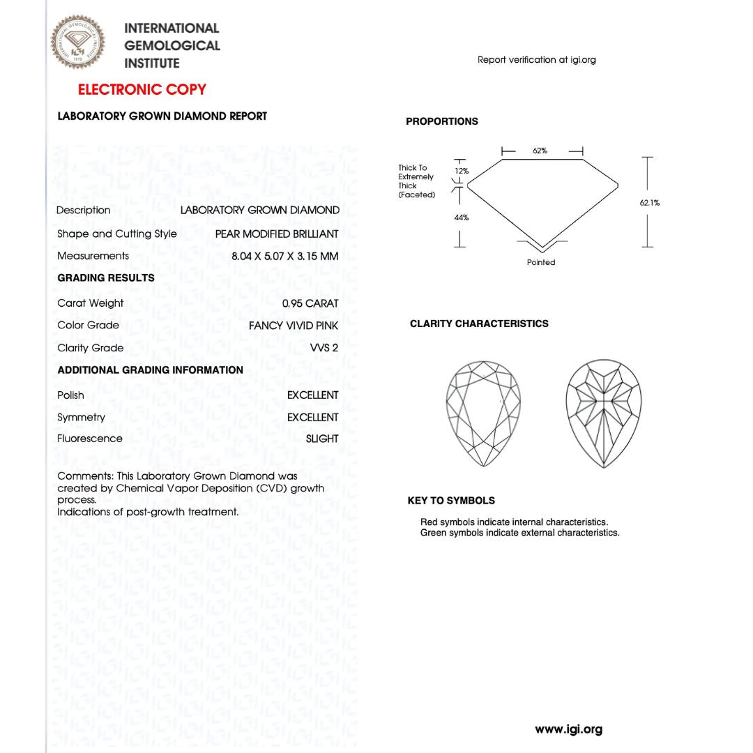 Lab Grown Fancy Pink Diamond Stone | IGI Certificate | Saratti Jewelry