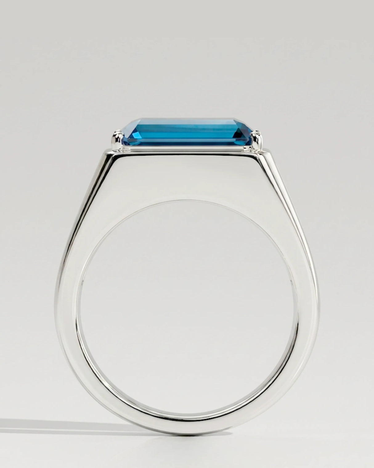 Large London blue topaz ring for men with diamonds sterling silver | SARATTI