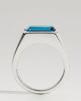 Large London blue topaz ring for men with diamonds sterling silver | SARATTI