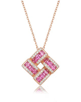 Lattice of Light Natural Pink Sapphire Necklace front view in rose vermeil | SARATTI