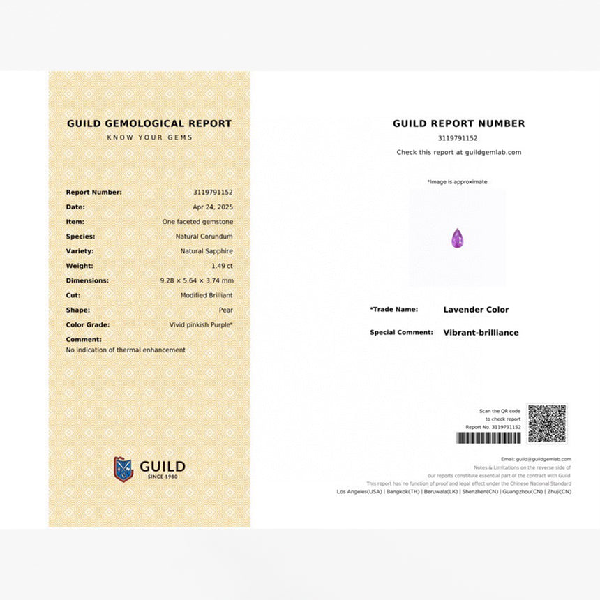 Lavender Color Natural Sapphire Pear Gemstone | SARATTI
