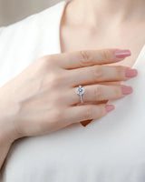  Layla round engagement ring side view showing pavé-set shoulder detail in Platinum | SARATTI