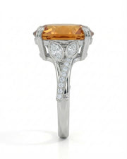 Leaf platinum setting for selected oval Natural Imperial Topaz | SARATTI
