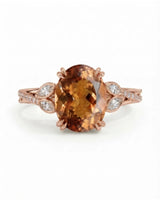 Leaf rose gold setting for selected oval Natural Imperial Topaz | SARATTI