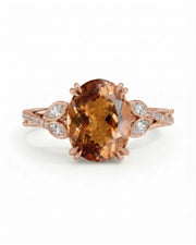 Leaf rose gold setting for selected oval Natural Imperial Topaz | SARATTI