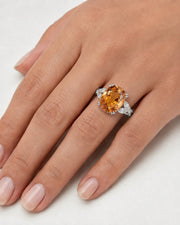 Leaf white gold setting for selected oval Natural Imperial Topaz | SARATTI