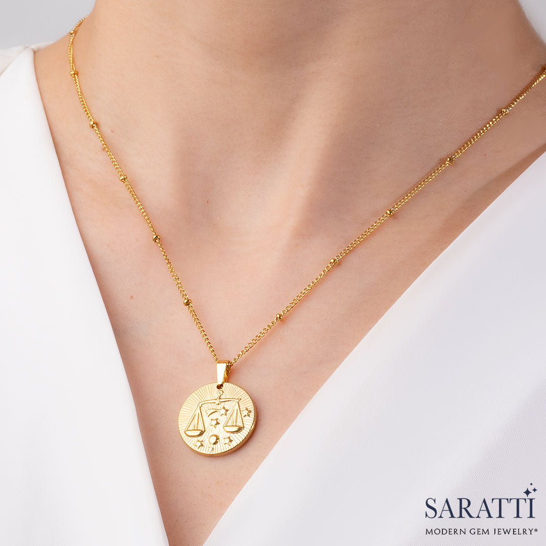Libra Necklace in 18K Yellow Gold | Saratti