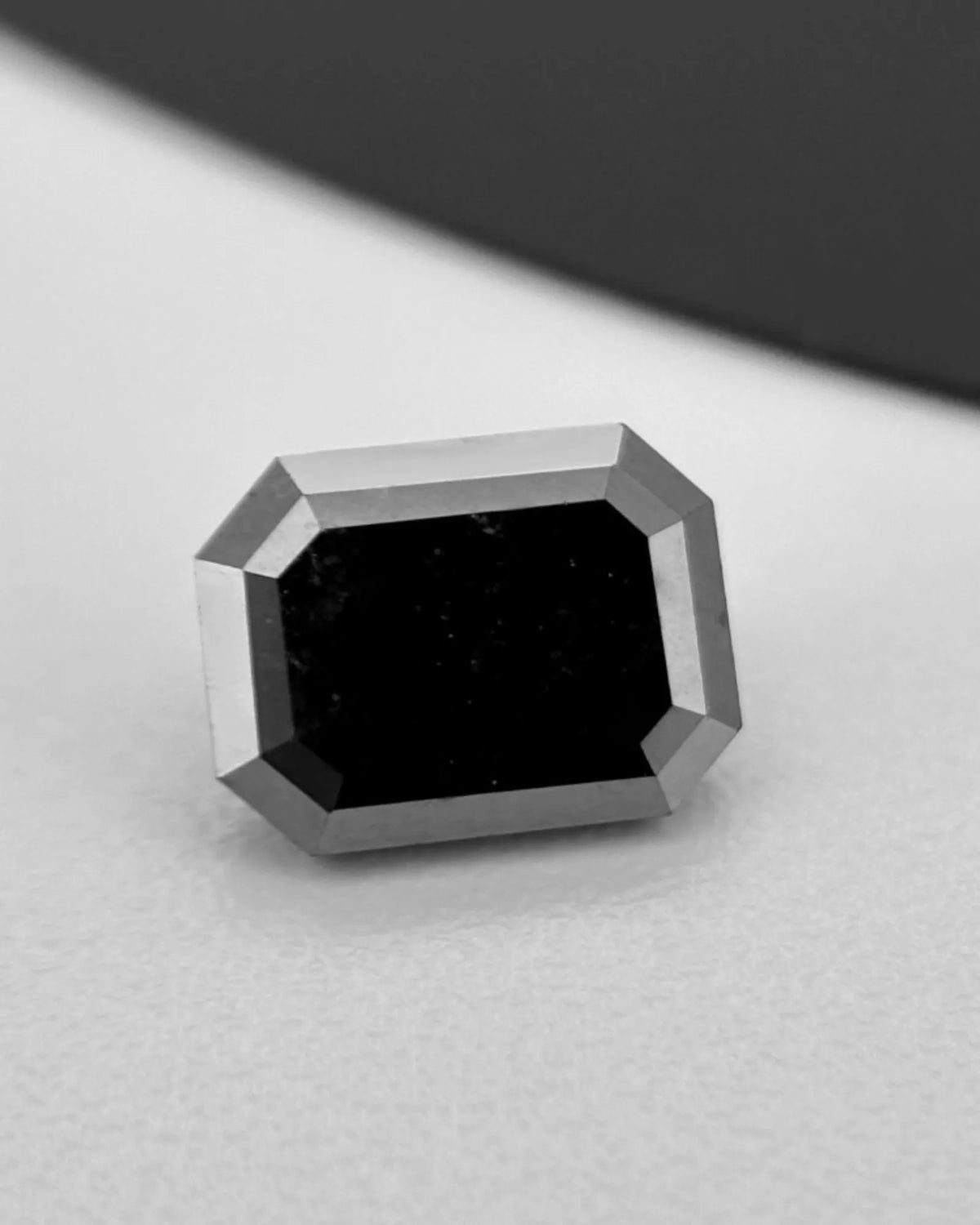 Loose Natural Black Diamond with clipped-corner emerald outline | SARATTI