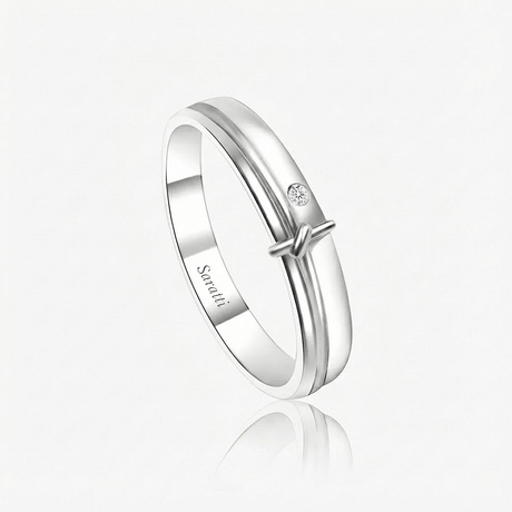 Love Notes Men’s Diamond Wedding Band in 18K White Gold – SARATTI