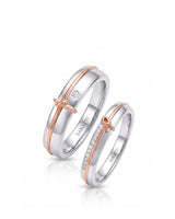 Love Notes wedding band set with elegant matching design in 18K two tone gold | SARATTI