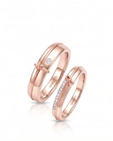 Love Notes wedding band set with elegant matching design in polished 18K rose gold | SARATTI