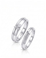 Love Notes wedding band set with elegant matching design in refined polished platinum | SARATTI