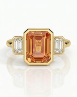 Lucent Frame Build My Ring setting for emerald cut Natural Imperial Topaz | SARATTI