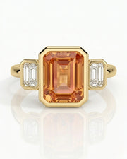 Lucent Frame Build My Ring setting for emerald cut Natural Imperial Topaz | SARATTI