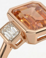 Lucent Frame rose gold setting for selected emerald cut Imperial Topaz | SARATTI
