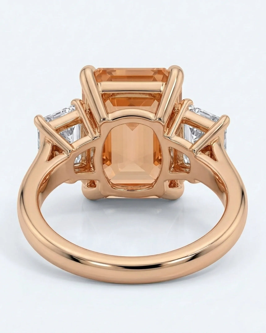 Lucent Step rose gold setting for selected emerald cut Imperial Topaz | SARATTI